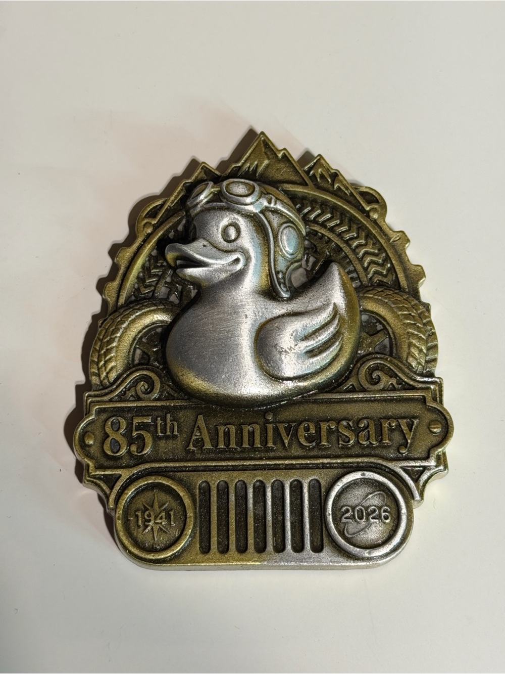 Jeep 85th Anniversary Metal Rubber Duck Commemorative Badge 2026 NWOT